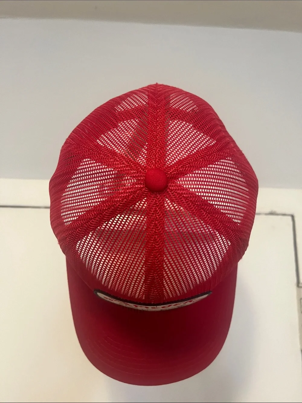 Hemlock Red Mesh Trucker Hat with Branded Patch